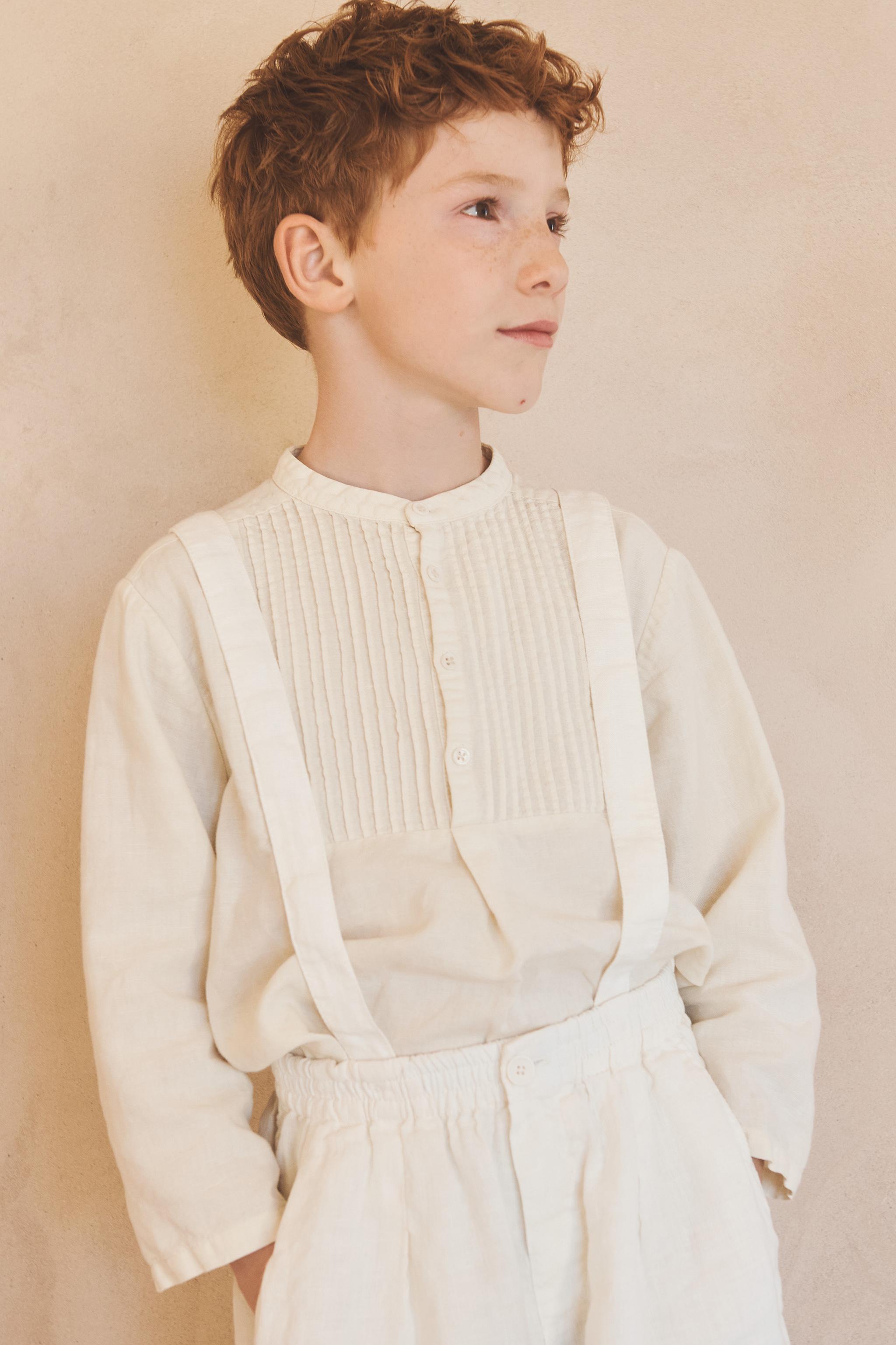 AGES 6-10 / LIMITED EDITION LINEN COTTON BLOUSE WITH PLEATS